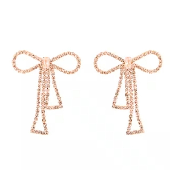 Crystal Bow Drop Earrings - Picture 1 of 3
